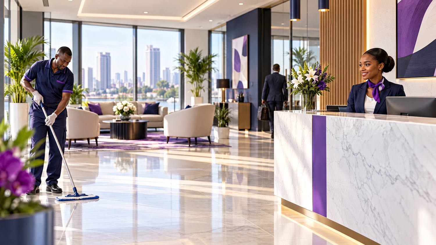 Intérieur d'un espace de bureaux entretenu